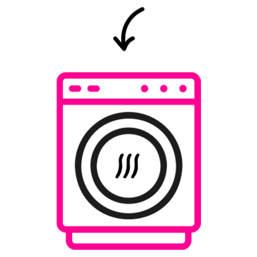 Gráfico de secadora industrial con borde rosa